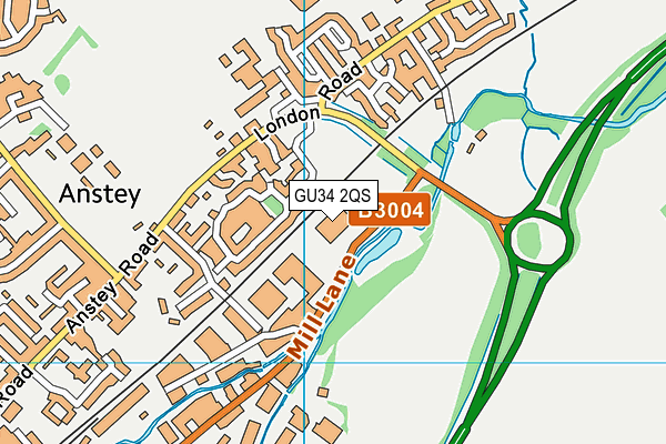 GU34 2QS map - OS VectorMap District (Ordnance Survey)