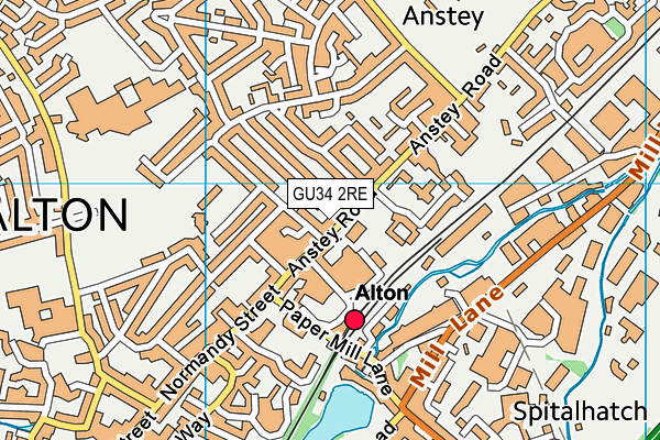 GU34 2RE map - OS VectorMap District (Ordnance Survey)