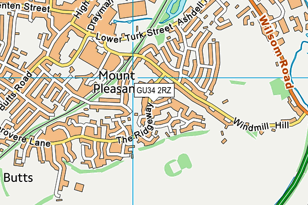 GU34 2RZ map - OS VectorMap District (Ordnance Survey)