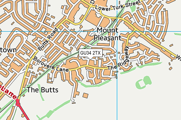 GU34 2TX map - OS VectorMap District (Ordnance Survey)