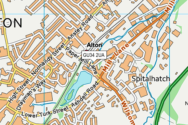 GU34 2UA map - OS VectorMap District (Ordnance Survey)