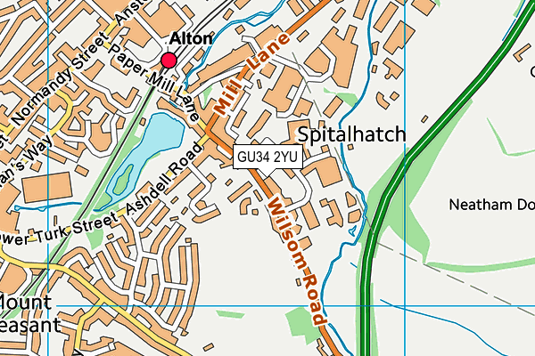 GU34 2YU map - OS VectorMap District (Ordnance Survey)