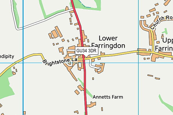 GU34 3DR map - OS VectorMap District (Ordnance Survey)