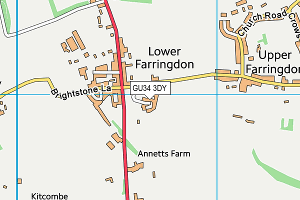 GU34 3DY map - OS VectorMap District (Ordnance Survey)