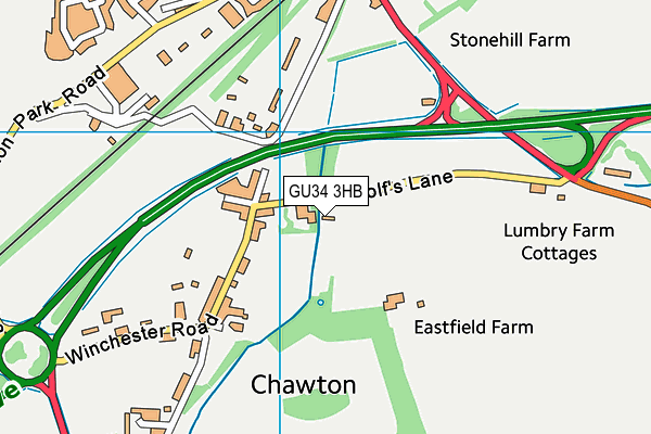 GU34 3HB map - OS VectorMap District (Ordnance Survey)