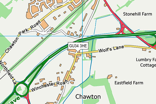 GU34 3HE map - OS VectorMap District (Ordnance Survey)