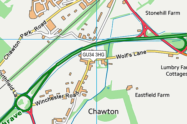 GU34 3HG map - OS VectorMap District (Ordnance Survey)