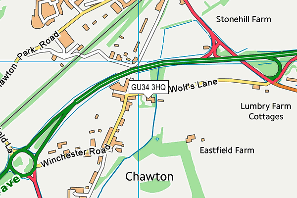 GU34 3HQ map - OS VectorMap District (Ordnance Survey)