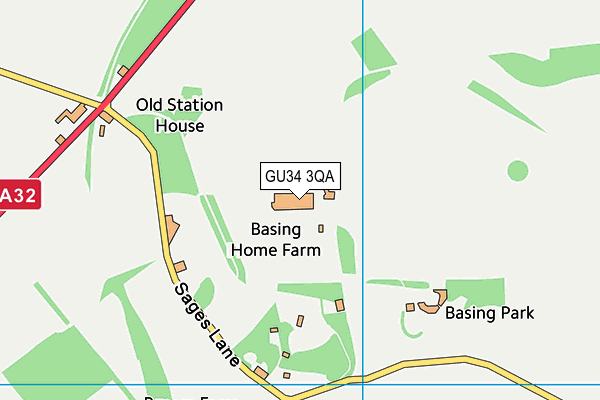 GU34 3QA map - OS VectorMap District (Ordnance Survey)