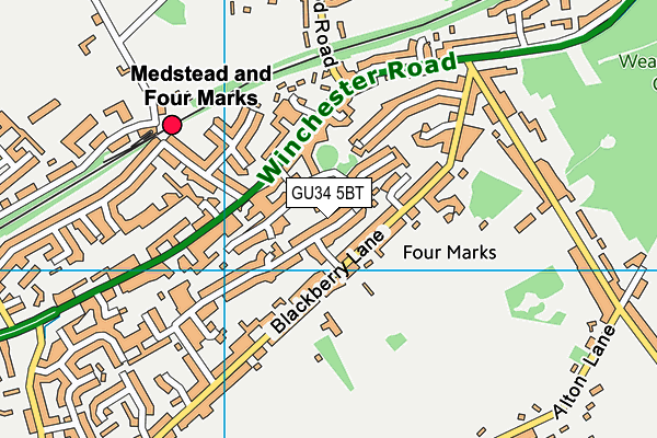 GU34 5BT map - OS VectorMap District (Ordnance Survey)
