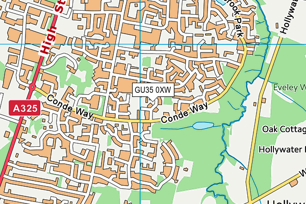 GU35 0XW map - OS VectorMap District (Ordnance Survey)