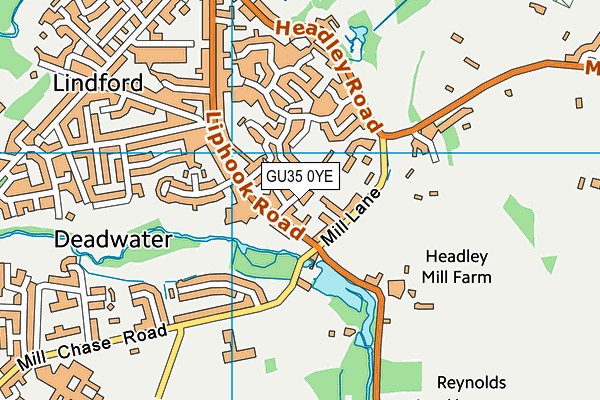 GU35 0YE map - OS VectorMap District (Ordnance Survey)