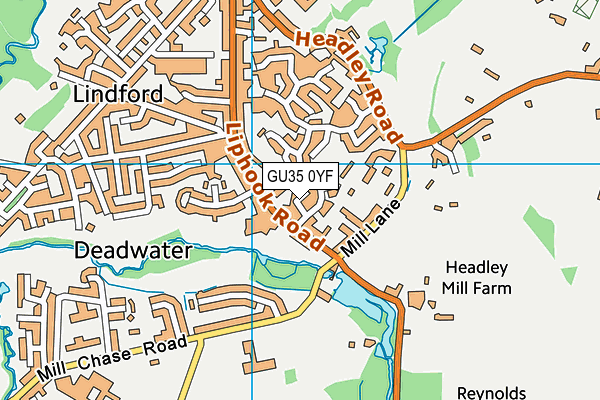 GU35 0YF map - OS VectorMap District (Ordnance Survey)