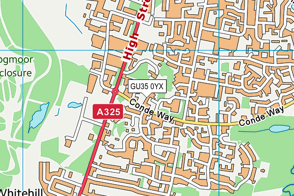 GU35 0YX map - OS VectorMap District (Ordnance Survey)