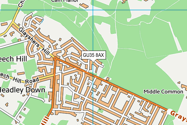 GU35 8AX map - OS VectorMap District (Ordnance Survey)