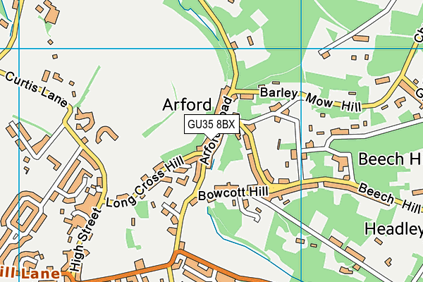 GU35 8BX map - OS VectorMap District (Ordnance Survey)