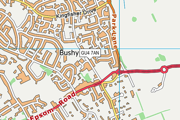 GU4 7AN map - OS VectorMap District (Ordnance Survey)