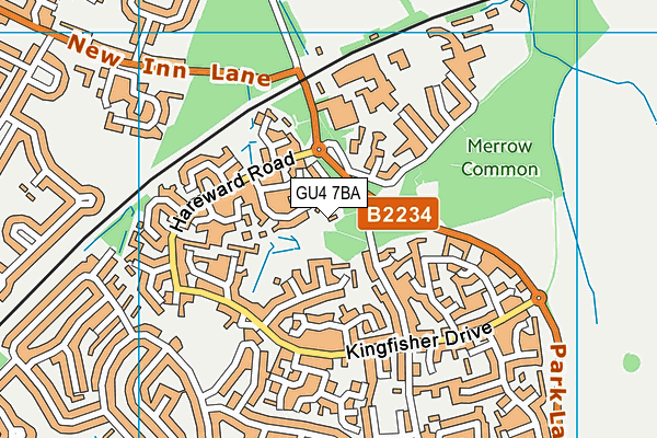 GU4 7BA map - OS VectorMap District (Ordnance Survey)