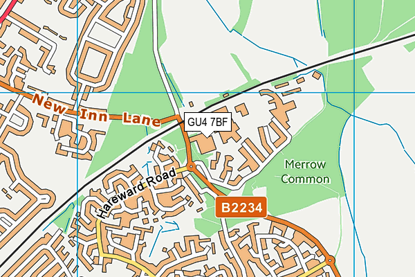 GU4 7BF map - OS VectorMap District (Ordnance Survey)