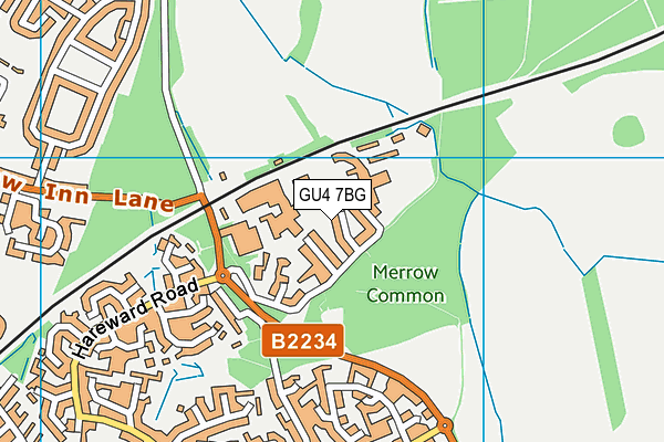 GU4 7BG map - OS VectorMap District (Ordnance Survey)