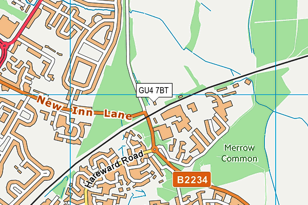 GU4 7BT map - OS VectorMap District (Ordnance Survey)