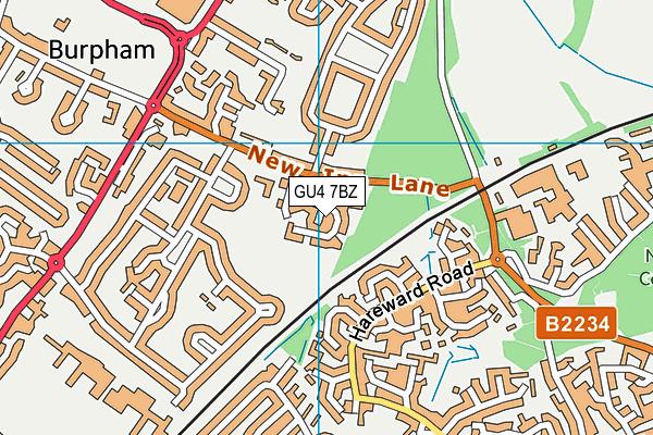 GU4 7BZ map - OS VectorMap District (Ordnance Survey)