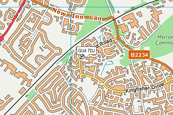 GU4 7DJ map - OS VectorMap District (Ordnance Survey)