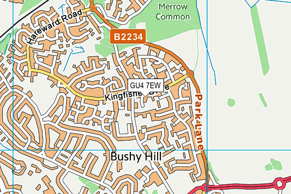 GU4 7EW map - OS VectorMap District (Ordnance Survey)