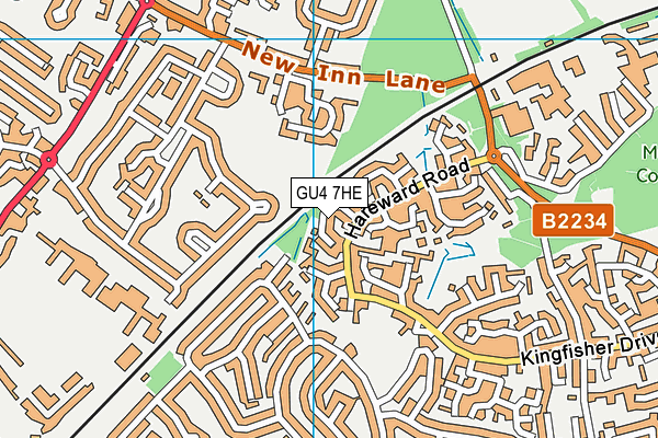 GU4 7HE map - OS VectorMap District (Ordnance Survey)