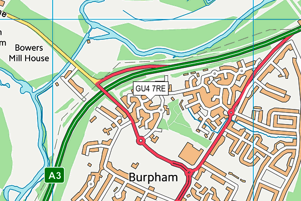 GU4 7RE map - OS VectorMap District (Ordnance Survey)