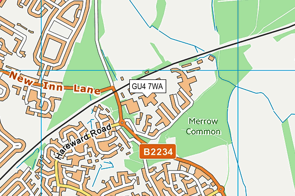 GU4 7WA map - OS VectorMap District (Ordnance Survey)