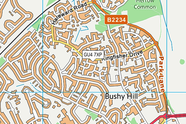 GU4 7XP map - OS VectorMap District (Ordnance Survey)