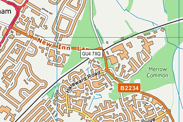 GU4 7XQ map - OS VectorMap District (Ordnance Survey)