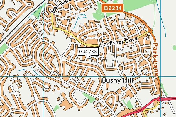 GU4 7XS map - OS VectorMap District (Ordnance Survey)