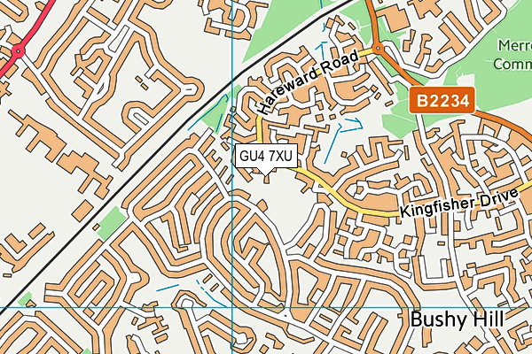 GU4 7XU map - OS VectorMap District (Ordnance Survey)