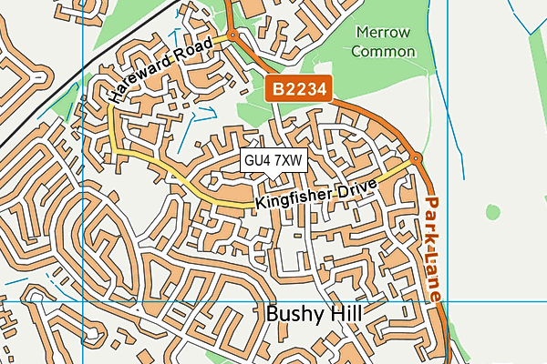 GU4 7XW map - OS VectorMap District (Ordnance Survey)