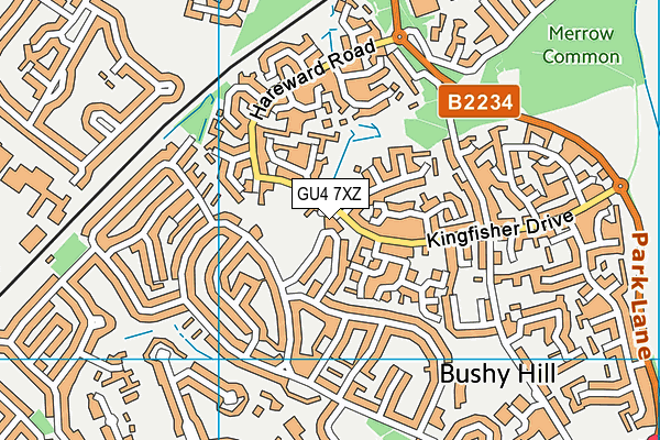GU4 7XZ map - OS VectorMap District (Ordnance Survey)