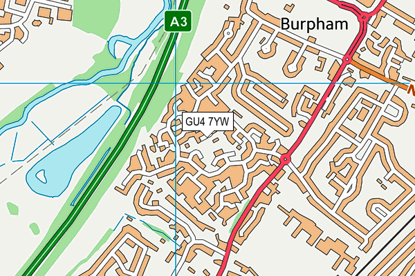 GU4 7YW map - OS VectorMap District (Ordnance Survey)