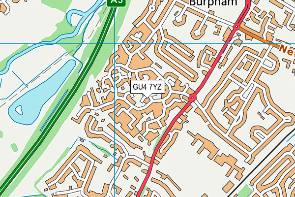 GU4 7YZ map - OS VectorMap District (Ordnance Survey)