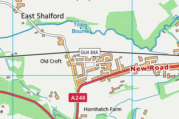 GU4 8AX map - OS VectorMap District (Ordnance Survey)