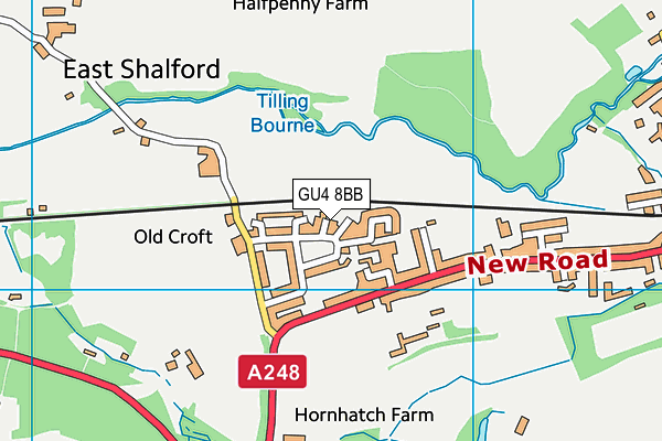 GU4 8BB map - OS VectorMap District (Ordnance Survey)