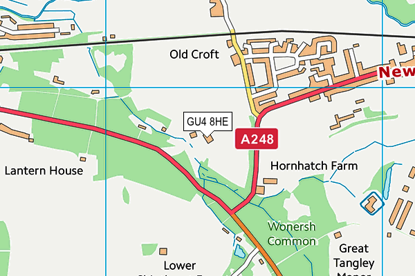 GU4 8HE map - OS VectorMap District (Ordnance Survey)