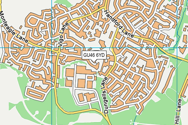 GU46 6YD map - OS VectorMap District (Ordnance Survey)