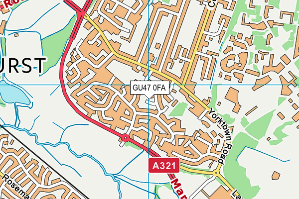 GU47 0FA map - OS VectorMap District (Ordnance Survey)