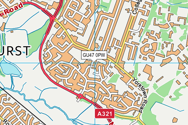 GU47 0PW map - OS VectorMap District (Ordnance Survey)