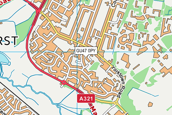 GU47 0PY map - OS VectorMap District (Ordnance Survey)