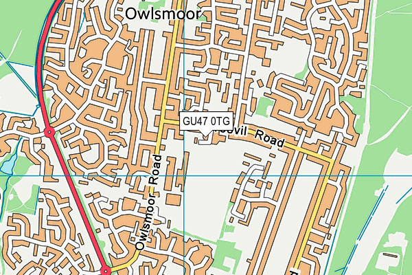 GU47 0TG map - OS VectorMap District (Ordnance Survey)