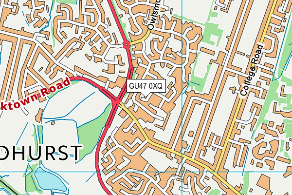 GU47 0XQ map - OS VectorMap District (Ordnance Survey)