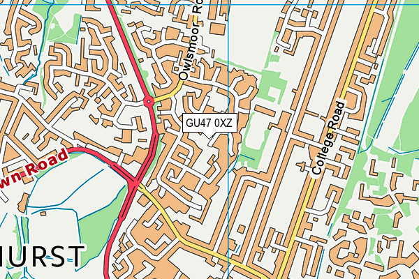 GU47 0XZ map - OS VectorMap District (Ordnance Survey)