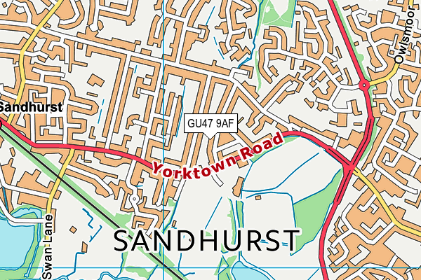 GU47 9AF map - OS VectorMap District (Ordnance Survey)